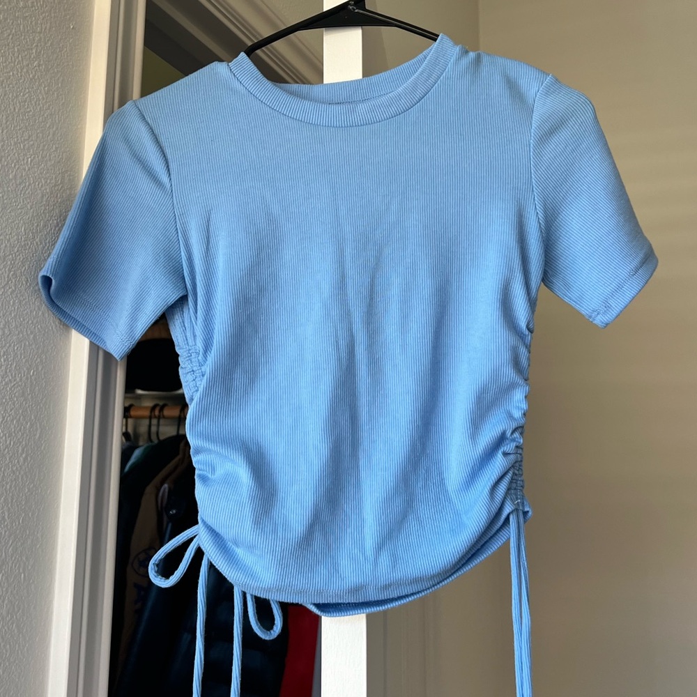 Zara Light Blue Ruched Top
